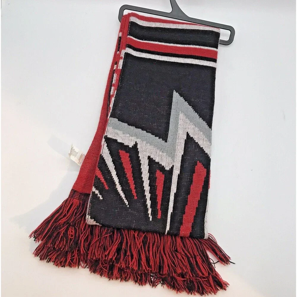 NEW Atlanta Falcons NFL Team Unisex Red Black Silver Logo Knit Scarf Collectible